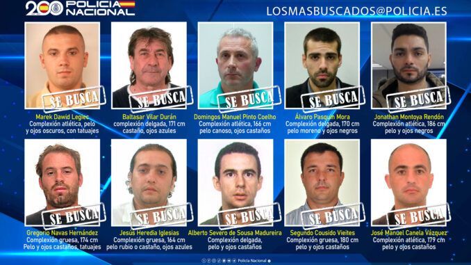 La Policía Nacional busca a diez fugitivos que podrían encontrarse en España